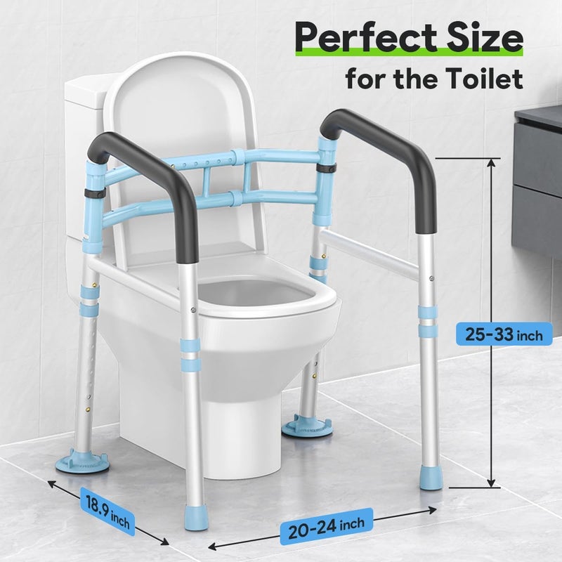 DELOG Toilet Safety Rails 300 lb - Adjustable Toilet Safety Frame & Rails, Toilet Safety Rail for Elderly Adults, Toilet Handles for Seniors, Toilet Bars for Elderly & Handicap (Blue) - Image 4